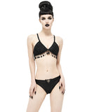 Devil Fashion Two-Piece Tasselled Gothic Bikini Swimwear Set