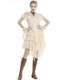 Dark In Love Eldonia Lace Steampunk Dress - Vintage Off-White