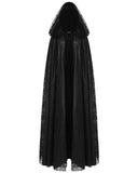 Punk Rave Womens Gothic Long Hooded Cloak Black Velvet Lace Reversible Witch