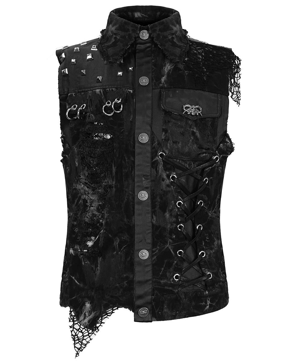 Devil Fashion Mens Wasteland Punk Studded Biker Waistcoat Vest