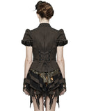 Devil Fashion Ottensia Womens Steampunk Shirt - Black & Brown Stripe