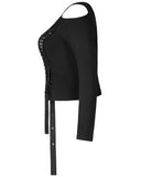 Punk Rave Plus Size Apocalyptic Gothic T Shirt Top Black Shredded Straps Grunge