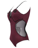Devil Fashion Gothic Burlesque One-Piece Swimsuit - Red & Black