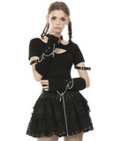Dark In Love Goth Punk Lolita Black Fleece Cross Chain Armwarmers Sleeves Gloves
