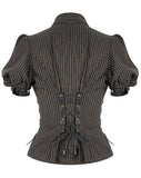 Devil Fashion Ottensia Womens Steampunk Shirt - Black & Brown Stripe
