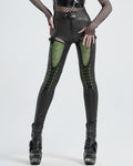 Punk Rave Womens Serpentine CyberPunk Cutout Leggings - Black & Green