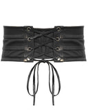 Devil Fashion Mens Steampunk Gothic Belt Corset Girdle Bronze Brown Faux Leather