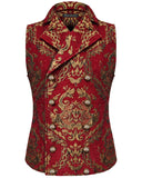 Devil Fashion Cavalier Mens Waistcoat Vest - Red & Gold