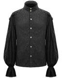 Devil Fashion Ellisandor Mens Gothic Poet Shirt - Black