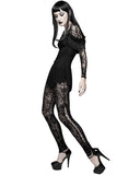 Devil Fashion Womens Sheer Flocked Skull Cameo Leggings