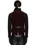 Punk Rave Alcazar Mens Waistcoat Vest - Red Damask