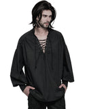Punk Rave Mens Steampunk Pirate Shirt Top Black Gothic Poet VTG Medieval Lace Up
