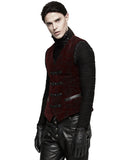 Punk Rave Alcazar Mens Waistcoat Vest - Red Damask