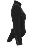 Punk Rave Vesperina Womens Gothic Velvet Riding Jacket - Black