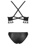 Devil Fashion Two-Piece Tasselled Gothic Bikini Swimwear Set
