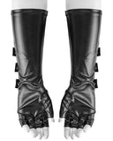 Punk Rave Acropolis Mens Long PU & Mesh Spiked Fingerless Gloves