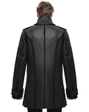 Devil Fashion Mens Dieselpunk Winter Coat Jacket Black Shearling PU Leather Goth