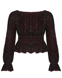 Punk Rave Plus Size Incarnadine Gothic Blouse Top - Red