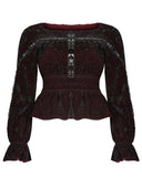 Punk Rave Plus Size Incarnadine Gothic Blouse Top - Red