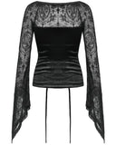 Dark In Love Diascia Gothic Velvet Top - Skull Cameo Mesh