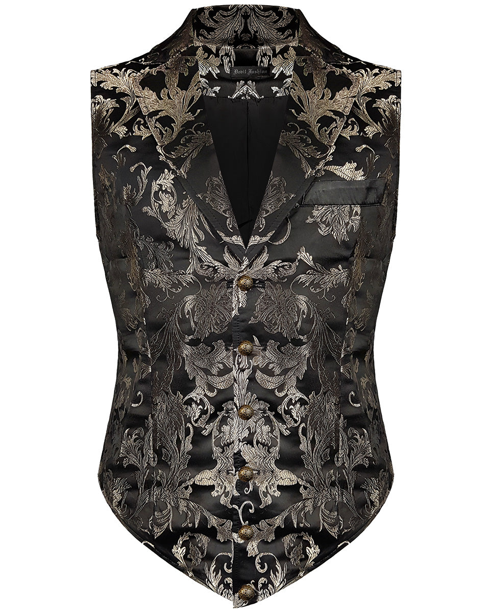 Devil Fashion Aristocrat Mens Waistcoat Vest Black Gold Violent Delights