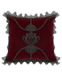 Punk Rave Gothic Home Lace Applique Filled Cushion - Red Velvet