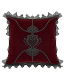 Punk Rave Gothic Home Lace Applique Filled Cushion - Red Velvet
