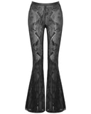 Punk Rave Womens Apocalyptic Goth Sheer Mesh Fishnet Flare Leggings Bell Bottoms