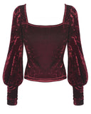 Dark In Love Nightingales Rose Gothic Court Top - Red Velvet