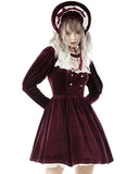 Dark In Love Regency Court Vampire Dress - Wine Red