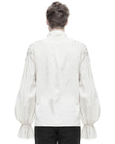 Devil Fashion Ellisandor Mens Steampunk Poet Shirt - Vintage Off White