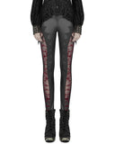 Punk Rave Embers Fire Gothic Leggings - Black & Red