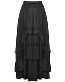 Dark In Love Long Gothic Witch Maxi Skirt Black Chiffon Lace Steampunk Bustle