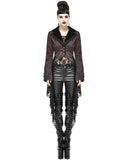 Devil Fashion Womens Gothic Lace Hem Tail Coat Blazer Jacket Red Black Steampunk