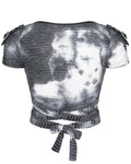 Punk Rave This Corrosion Womens Apocalyptic Punk Bandage Top - Grey Tie Dye