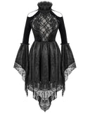 Eva Lady Arabella's Conflict Womens Beaded Gothic Mini Dress - Black Velvet & Lace