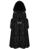 Punk Rave Cassiopeia Womens Gothic Velvet Cloak - Black Damask