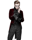 Devil Fashion Athanasius Mens Gothic Tailcoat Jacket - Red & Black Damask