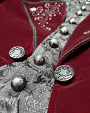 Devil Fashion Tresillian Mens Gothic Tailcoat - Red & Black