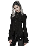 Punk Rave Morgana Womens Gothic Velvet Blouse Top - Black