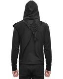 Devil Fashion Mens Apocalyptic Punk Hooded Top Black Dieselpunk Goth Cowl Hoodie