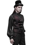 Punk Rave Thorsten Mens Gothic Aristocrat Waistcoat Vest - Black & Red