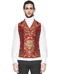 Devil Fashion Cavalier Mens Waistcoat Vest - Red & Gold