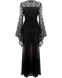 Dark In Love Wynterine Gothic Velvet Maxi Dress - Black & Red