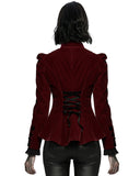 Punk Rave Vesperina Womens Gothic Velvet Riding Jacket - Red