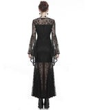 Dark In Love Wynterine Gothic Velvet Maxi Dress - Black & Red