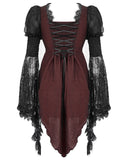 Devil Fashion Womens Gothic Vampire Witch Blouse Tunic Top Dress Red Black Lace