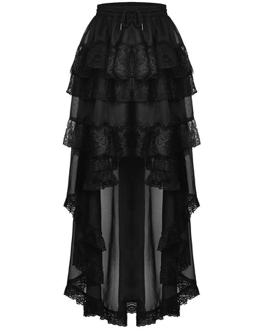 Dark In Love Pleated Gothic High Low Petticoat Skirt