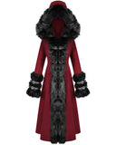 Devil Fashion Whispering Forest Womens Gothic Coat - Red & Black
