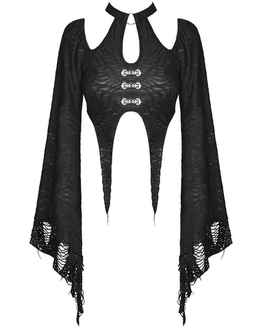 Dark In Love Gothic Witch Bell Sleeves Crop Top